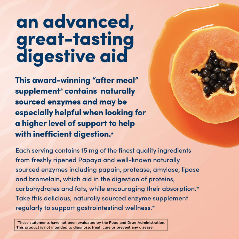 [Australia] - American Health Super Papaya Enzyme Plus Chewable Tablets, Natural Papaya Flavor - Promotes Digestion & Nutrient Absorption, Contains Papain & Other Enzymes - 180 Count, 60 Total Servings 