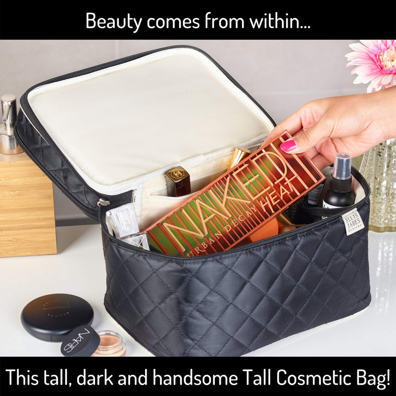 [Australia] - Ellis James Designs Large Travel Makeup Bag for Women - Black Make Up Bag for Women - Travel Cosmetic Bag - Makeup Case Gifts for Women, Makeup Organizer Bag, Travel Toiletry Bag for Women 