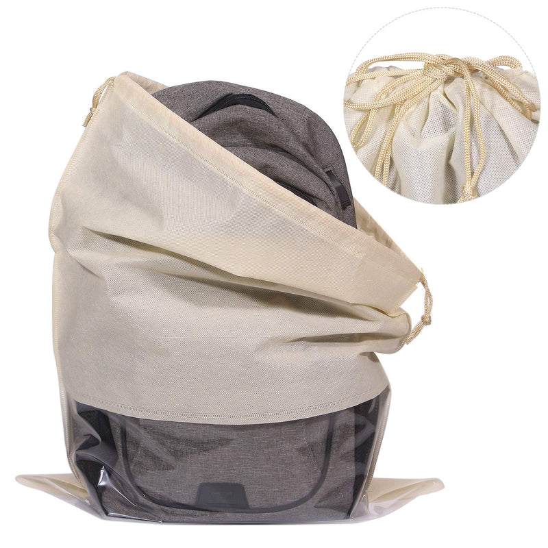 [Australia] - 5 Pack Jumbo Dustproof Drawstring Bags Dust Covers Large Non-Woven Fabric Cloth Storage Pouch String Bag for Handbags Purses, Beige 