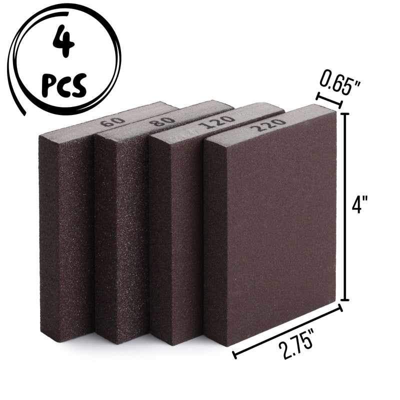 [Australia] - Bates- Sanding Sponge, 4 Pack, 60/80/120/220 Grit Assortment, Sanding Block, Washable and Reusable, Sandpaper Block, Sanding Blocks for Wood, Drywall Sanding Block, Sanding Sponges Variety Pack. 