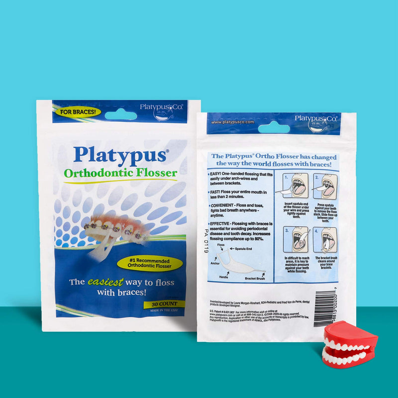 [Australia] - Platypus Dental Floss Sticks, Suitable for Cleaning Brace Bridges, to Keep Teeth and Gums Clean, Suitable for Tooth Floss on The Go, 1 x 30 Pack Pack of 1 