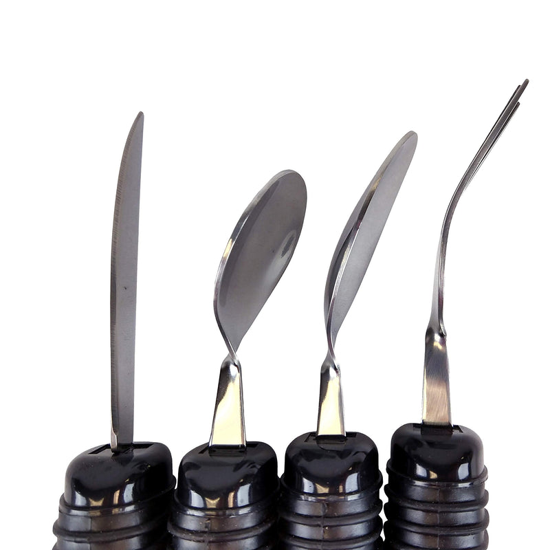 [Australia] - Blue Jay Make Eating Easier Big Grip Utensil Set - Arthritis Aid Silverware Set, 1.5in Ribbed Made with Ribbed Rubber Handles and Stainless Steel, for Weak Grip, Latex-Free, Eating Aids 