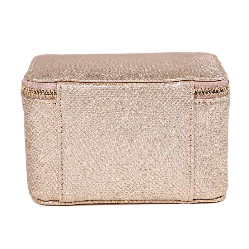 [Australia] - Angelina's Palace Snakeskin Pattern Jewelry Organizer Case Bridesmaid Gifts Travel Bag Vegan Leather Box for Necklace Earring Bracelet Ring(Champagne) Champagne 