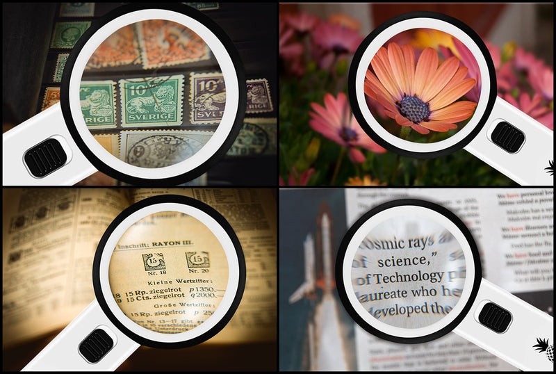 [Australia] - Pineapple Magnifying Glass with Light, 30X Handheld Large Magnifying Glass, LED Lighted Magnifier, High Powered Magnifying Glasses for Seniors, Macular Degeneration, Reading, Elderly 