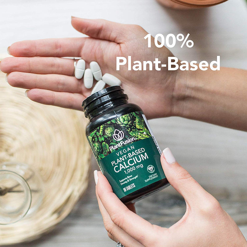 [Australia] - PlantFusion Vegan Calcium, Premium Plant Based Calcium (1000mg) Sourced from Icelandic Red Algae, Plus Magnesium, D3, K2, and Boron, 90 Vegan Tablets 