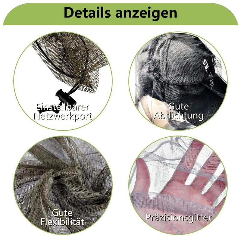 [Australia] - Grantop 2 Pieces Mosquito Head Net, Nylon Face Net Mesh,Mesh Bug Net for Outdoor Hiking Camping Climbing Fishing and Walking Grey 