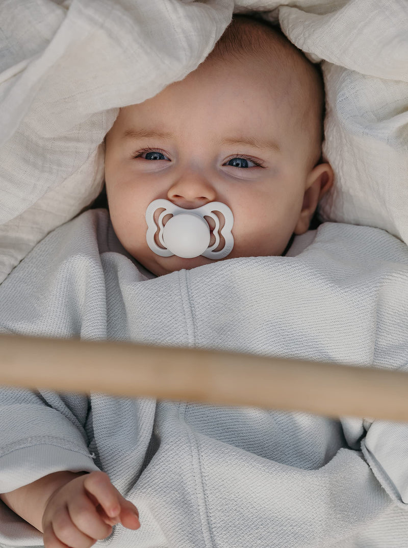 [Australia] - BIBS Supreme Soother 2-Pack, BPA Free Dummy Pacifier, Symmetrical Nipple. Natural Rubber Latex, Size 1 (0-6 Months), Cloud / Black 0-6 Months (Pack of 2) 