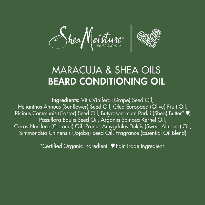 [Australia] - SheaMoisture Beard Conditioning Oil for a Full Beard Maracuja Oil and Shea Butter to Moisturize and Soften Beards 3.2 oz 3.2 Fl Oz (Pack of 1) 
