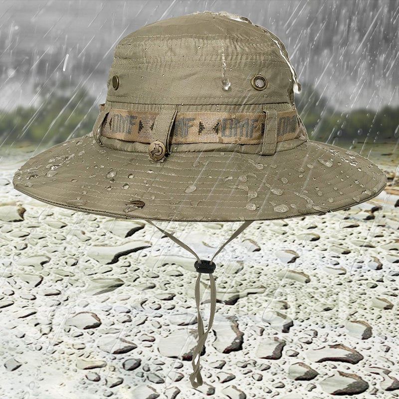 [Australia] - LETHMIK Fishing Sun Boonie Hat Waterproof Summer UV Protection Safari Cap Outdoor Hunting Hat Beige (Waterproof) One Size 
