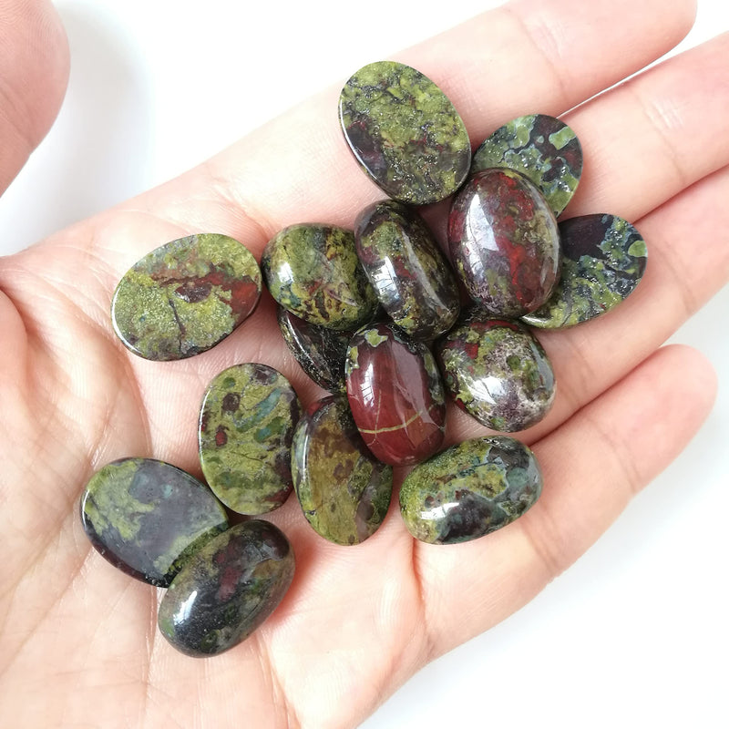 [Australia] - Manekieko 7 Pcs Natural Dragon Blood Jasper Oval Cabochons Flatback Crystal Stone Gemstones Beads for Jewelry Making DIY,18x13mm 