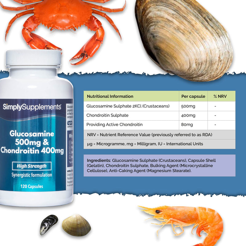 [Australia] - Glucosamine and Chondroitin | 120 Glucosamine 500mg & Chondroitin 400mg Capsules | Manufactured in The UK 