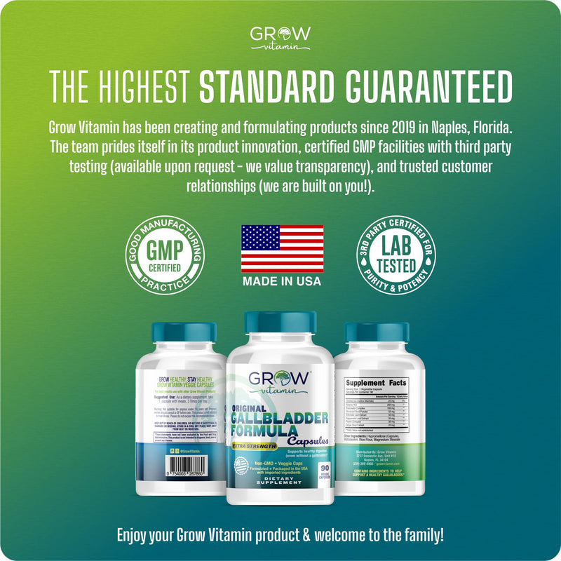 [Australia] - Grow Vitamin Original Gallbladder Formula, Enzymes to Reduce Bloating, Indigestion & Abdominal Swelling - Better Digestion, Improved Absorption of Nutrients & More Satisfied After Meals - 90 Capsules 