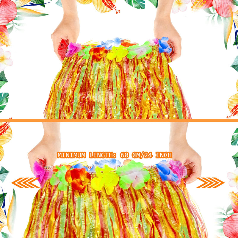 [Australia] - 2 Sets 60 cm Hawaiian Hula Grass Skirt with Pineapple Sunglasses Flower Accessories, Straw Colorful Skirts 