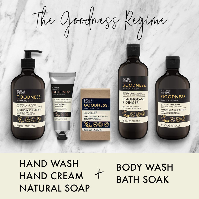 [Australia] - Baylis & Harding Goodness Lemongrass and Ginger 3 x 500 ml Hand Wash and 3 x 500 ml Bath Soak Bundle Lemongrass & Ginger Hand & Bath Bundle 