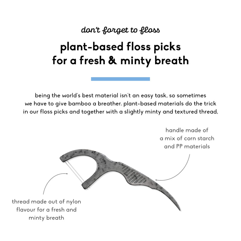 [Australia] - The Humble Co. Plant Based Floss Picks | Charcoal| Eco-Friendly, Vegan for Your Everyday Oral Care - Dentist Approved - Removes Plaque and Gives a Fresh Feel (2 x 50p) 2 x 50 p 