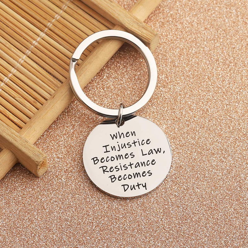 [Australia] - LQRI Lawyer Keychain Feminist Jewelry When Injustice Becomes Law Resistance Becomes Duty Keychain Future Lawyer Gift Law School Graduation Gift sliver 