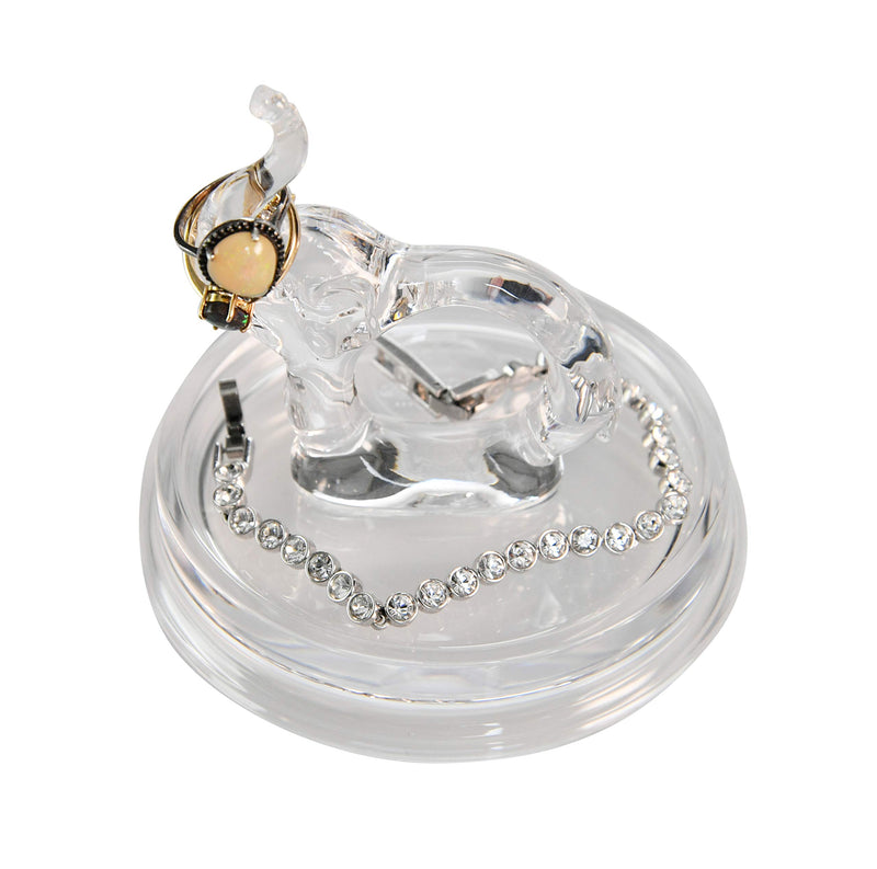 [Australia] - ARAD Elephant Acrylic Ring Holder Dish, Cute Bedroom Jewelry Tray, Fun Trinket Platter 
