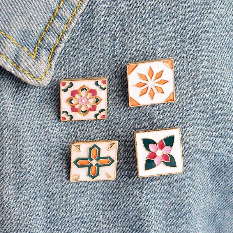 [Australia] - kingfishertrade-ltd Fashion Cartoon Enamel Brooch Pins Set for Unisex Child Women's Clothing Decorate Vintage Flowers Set 