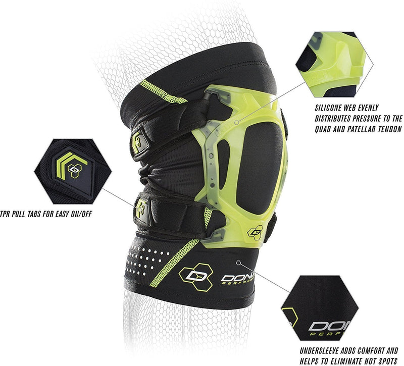[Australia] - DonJoy Peformance Webtech Short Knee Brace – Lightweight, Adjustable, Dual Silicone Support to Quad and Patellar Tendon, Ideal for Tendinitis, Chondromalacia, Osgood Schlatters, Patella Tracking Support for Running, Walking, Cycling, Water Sports, Lacr... 