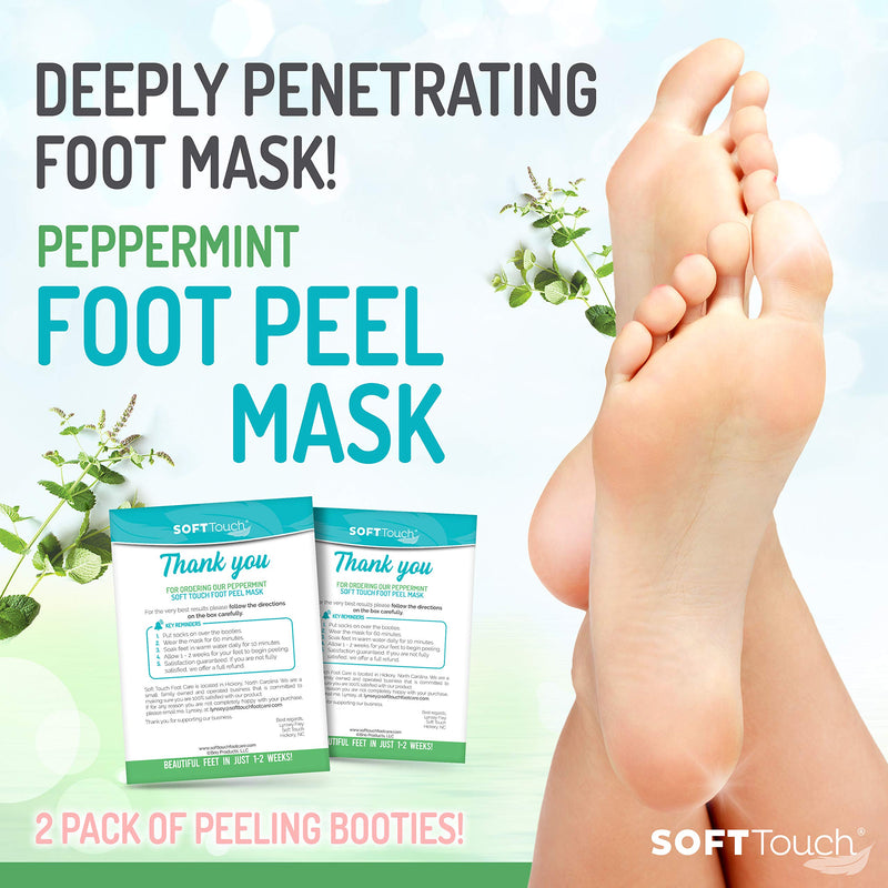 [Australia] - Peppermint Foot Peel Mask – 2 Pack of Peeling Booties – Foot Care Exfoliating Treatment Repairs Cracked Heels, Calluses & Removes Dead, Dry Skin 