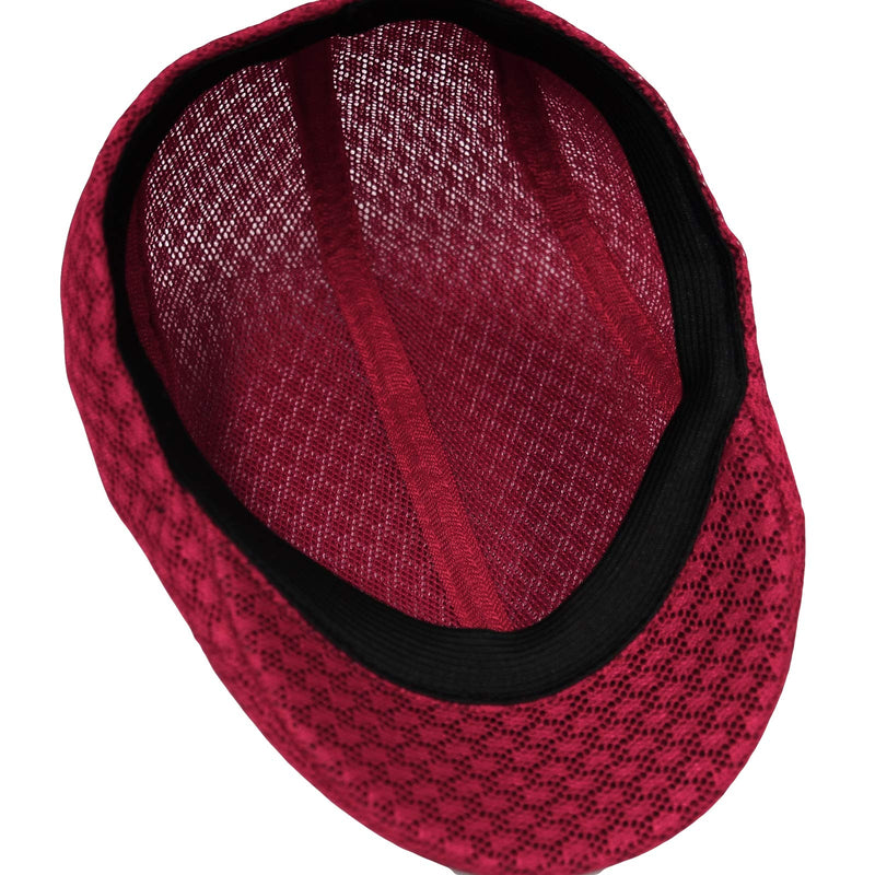 [Australia] - WITHMOONS Breathable Mesh Summer Hat Newsboy Ivy Cap Cabbie Flat Cap UZ30053 One Size Red 