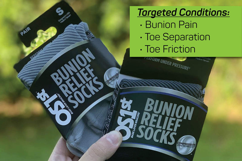 [Australia] - OS1st BR4 Bunion Relief Socks (1 Pair) with Split-Toe Design & Bunion pad Separates Toes Relieving Pain from bunions, Tight Shoes, Hallux valgus and Reduces Toe Friction Grey Medium 