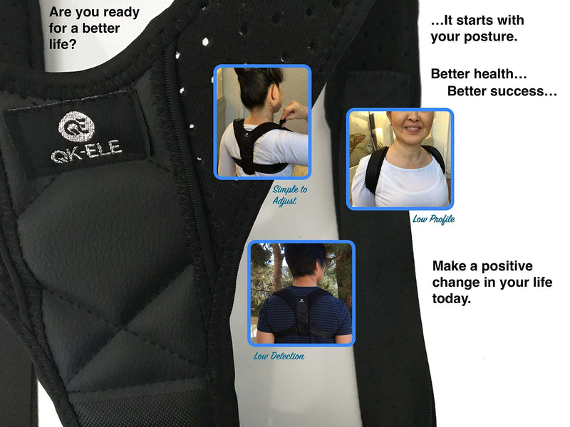 [Australia] - QK-ELE Posture Corrector Support Brace to Improve Bad Posture, Shoulder Alignment, Back Pain Relief for Men and Women (Reg 28 to 41) 