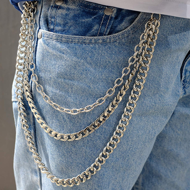[Australia] - Lainrrew Trousers Chain, Wallet Chain Pocket Chain Belt Chain Hip Hop Punk Jeans Pants Chain Key Chain Goth Accessories for Eboy Egirl Women Men (Style 1) Style 1 
