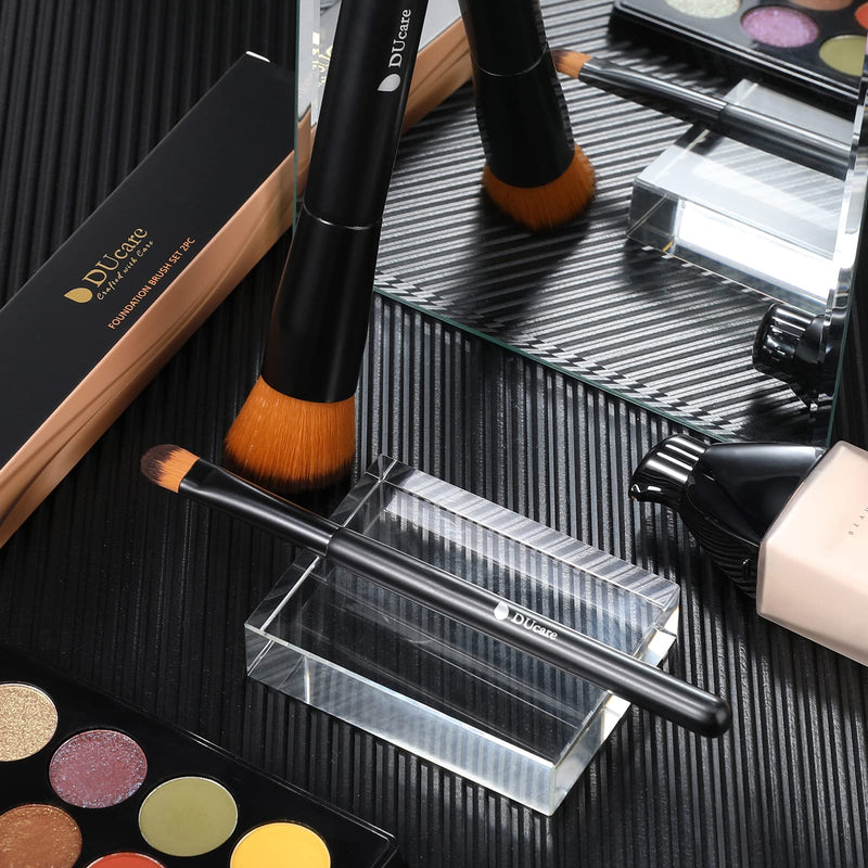 [Australia] - DUcare 2Pcs Foundation Brush and Concealer Brush Professional Flat Top Kabuki Brush for Face Synthetic Liquid Blending Mineral Powder Makeup Tools 
