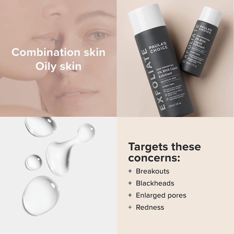 [Australia] - Paulas Choice--SKIN PERFECTING 2% BHA Liquid Salicylic Acid Exfoliant--Facial Exfoliant for Blackheads, Enlarged Pores, Wrinkles & Fine Lines, 4 oz Bottle 4 Fl Oz (Pack of 1) 