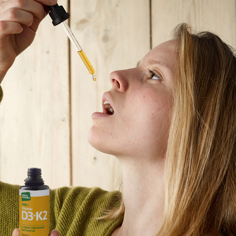 [Australia] - Vitamin D3 & K2 (MK-7) in Organic Black Seed Oil (30ml) High Strength Liquid (3,000IU). MK-7 is 100% Trans. Immune Support Sublingual Drops (Made in The UK) 