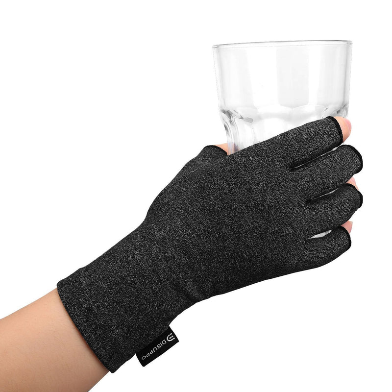 [Australia] - Arthritis Compression Gloves Relieve Pain from Rheumatoid, RSI,Carpal Tunnel, Hand Gloves Fingerless for Computer Typing and Dailywork, Support for Hands and Joints (L, Black) Large (Pack of 1) 