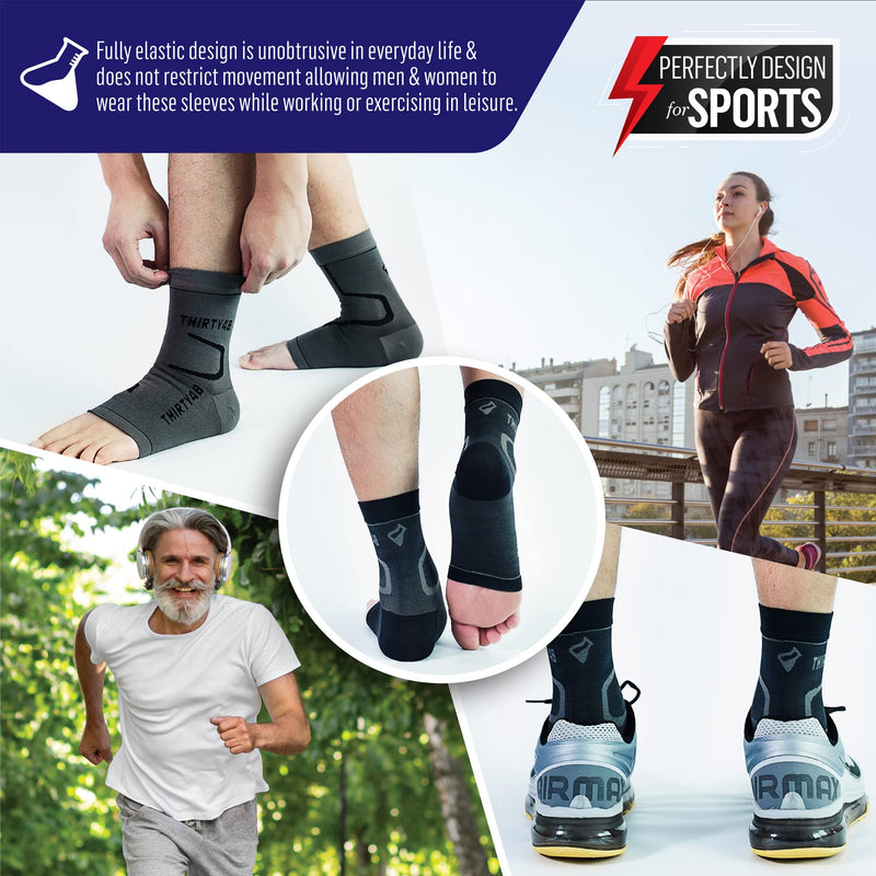 [Australia] - Thirty48 Plantar Fasciitis Compression Socks(1 or 2 Pairs), 20-30 mmHg Foot Compression Sleeves for Ankle/Heel Support, Increase Blood Circulation, Relieve Arch Pain, Reduce Foot Swelling Black (1 Pair) Small 