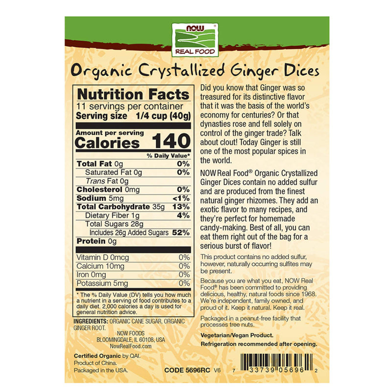 [Australia] - NOW Foods, Organic Crystallized Ginger Dices, Low-Sodium, Preservative-Free and Non-GMO, 16-Ounce (Packaging May Vary) 