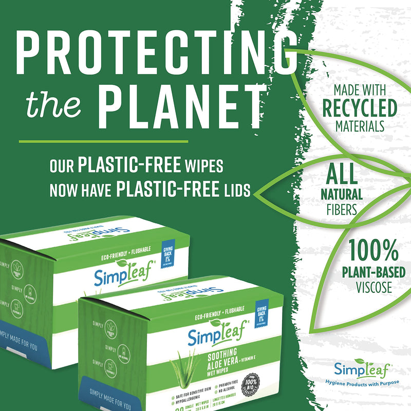 [Australia] - Simpleaf Flushable Single Pack Wet Wipes | Eco- Friendly, Paraben & Alcohol Free | Hypoallergenic & Safe for Sensitive Skin | Aloe Vera | Travel Size | 30 Count 30 Count (Pack of 1) 