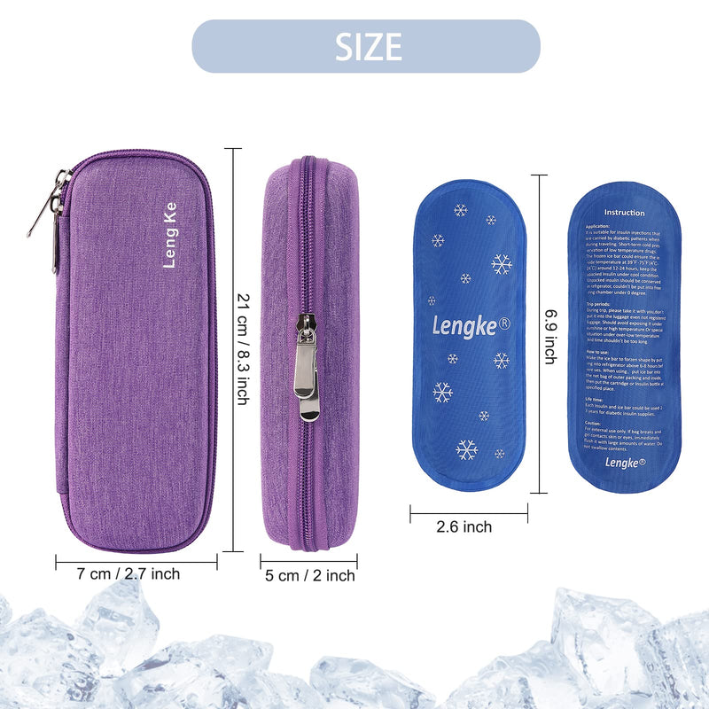 [Australia] - BOMKEE Insulin Cooler Travel Case, Diabetic Insulin Pen Case Portable Insulin Cooling Bag Carrying Organizer for Insulin Pens Diabetic Supplies with 2 Ice Pack Purple 