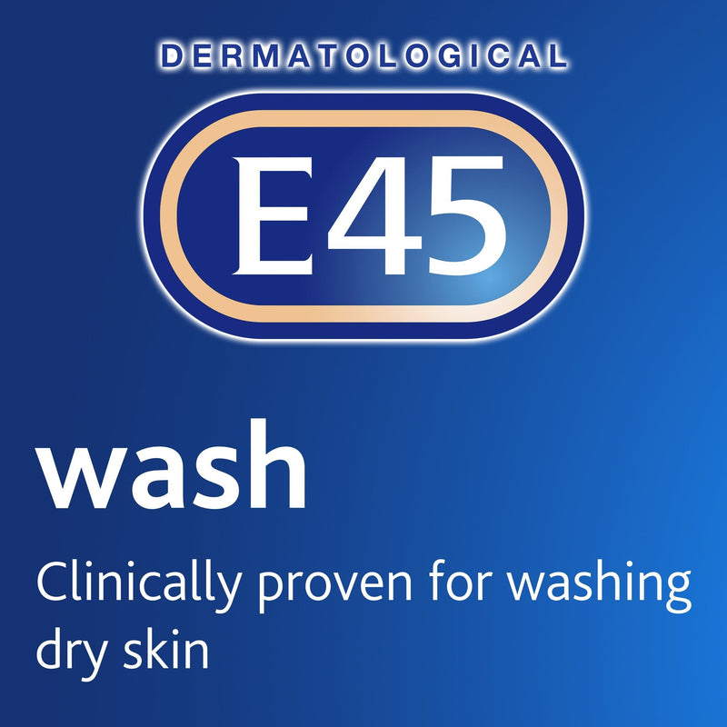 [Australia] - E45 Dermatological Emollient Wash Cream, Gentle Cleansing For Very Dry, Sensitive and Itchy Skin, Soap Free, Dermatologically Tested, Suitable for Eczema, Dermatitis and Psoriasis, 250ml Cream Pump 