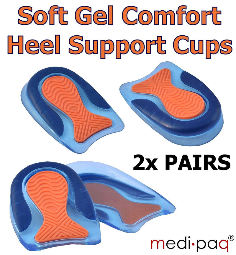 [Australia] - Medipaq® 2X Pairs Premium Gel Heel Cups - Supreme Comfort and Superior Cushioning to The Entire Heel Area M (Pack of 2) 