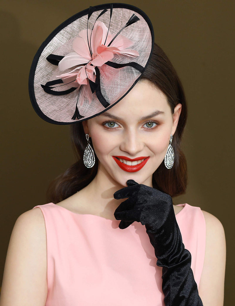 [Australia] - BABEYOND Tea Party Fascinator Kentucky Derby Hat Fascinator Cocktail Pillbox Hat Headband Pink 