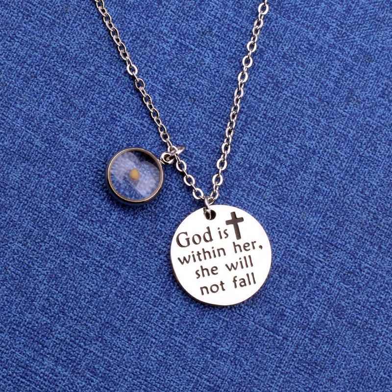 [Australia] - Mustard Seed Christian Gift God is Within Her She Will Not Fall Bracelet Necklace Psalm 46:5 Religious Jewelry 