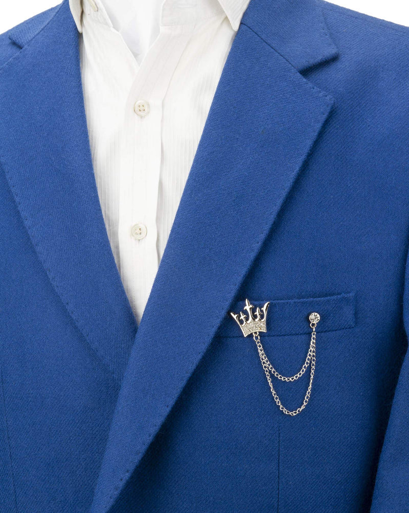 [Australia] - Knighthood Silver Swarovski King Crown Chain Brooch Lapel Pin 