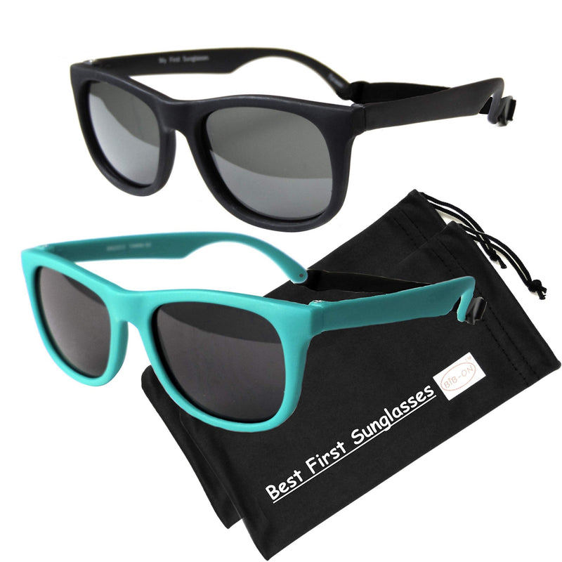 [Australia] - Vintage 2 Pack- Infant, Baby's First Sunglasses for Ages 0-1 Year Black & Teal 