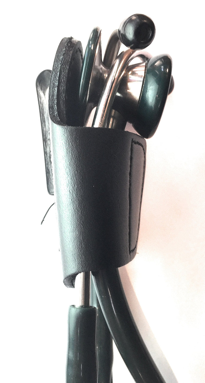 [Australia] - The BATCLIP (Black) - Premium Leather Handmade Clip-on Stethoscope Hip Holder; no More Neck Carrying, Loss, or Misplacement. Proudly Carry Your high-end Stethoscope with Taste and Style. Black 