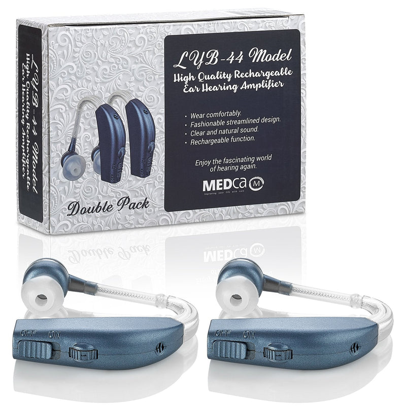[Australia] - Digital Hearing Amplifier - (Pair of 2) Personal Hearing Enhancement Sound Amplifier, Rechargeable Digital Hearing Amplifier with All-Day Battery Life, Modern Blue 