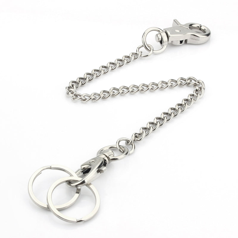 [Australia] - Wallet Chain, Wisdompro 2 Pack 8 inch Heavy Duty Pocket Keychain with Lobster Clasps and 2 Keyrings for Keys, Wallet, Jeans, Pants, Belt Loop, Purse and Handbag 8'' & 8'' 