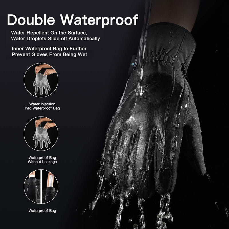 [Australia] - Jeniulet -30℉ Winter Gloves 100% Waterproof Windproof Touch Screen Super Warm Gloves for Men Medium 