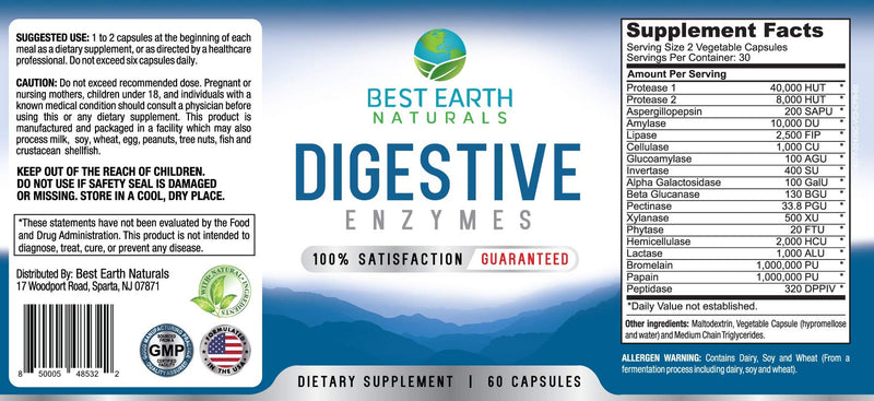[Australia] - Digestive Enzymes Maximum Strength Formula to Help Promote Healthy Digestion 60 Vegetable Capsules 