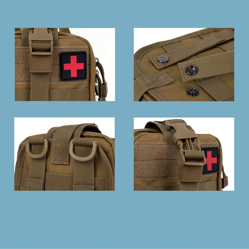 [Australia] - Krisvie 2Pack First Aid Molle Pouch EMT Pouch Detachable Tactical Medical Bag for Outdoor Activities with Shear Tan 