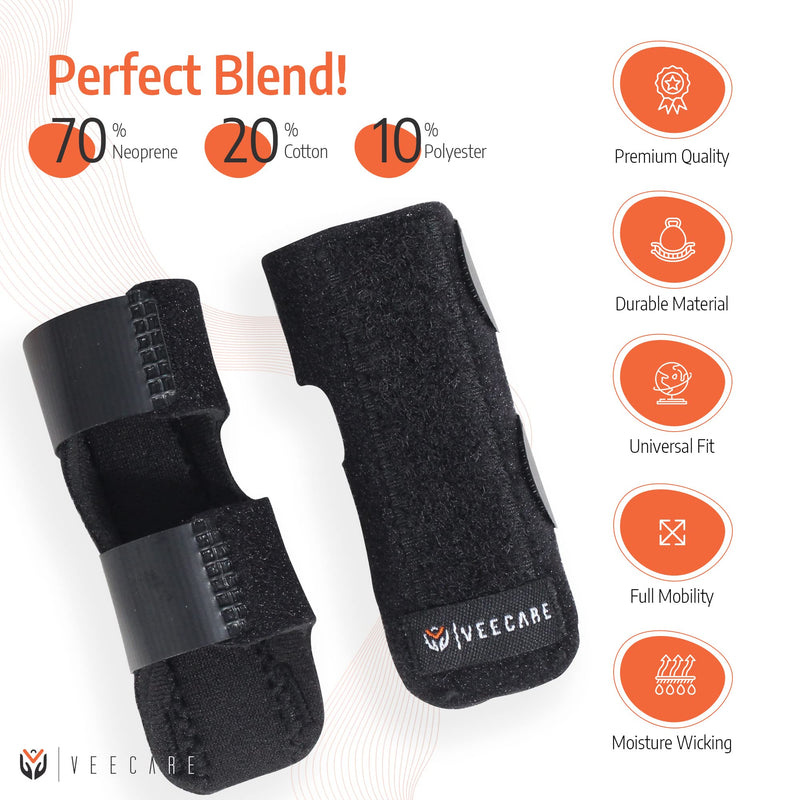 [Australia] - Veecare Trigger Finger Splints for Broken Fingers - Set of 2 - Brace joint Support - Finger Cast with additional 2- Nylon Finger Sleeves - Straightening Arthritis 