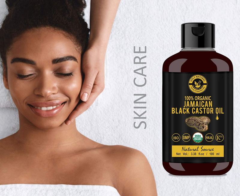 [Australia] - Organic Jamaican Black Castor Oil (3.38 fl oz) USDA Certified, Black Castor oil, Jamaican black castor oil, Traditional Handmade with Typical and Traditional roasted castor beans smell,100% Pure black Castor Oil (No Additive, No preservative) 